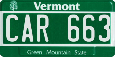 VT license plate CAR663