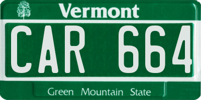VT license plate CAR664