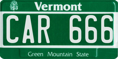 VT license plate CAR666