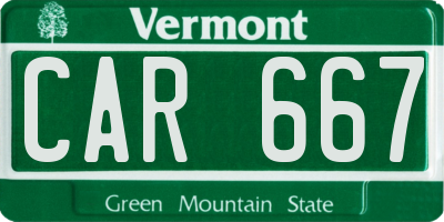 VT license plate CAR667