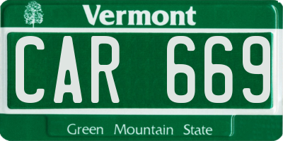 VT license plate CAR669