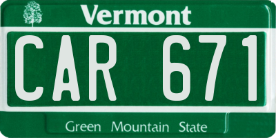 VT license plate CAR671