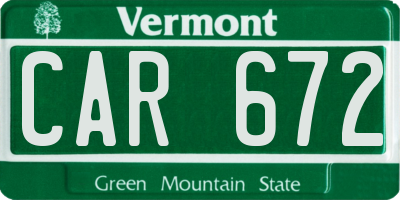 VT license plate CAR672