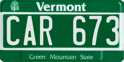VT license plate CAR673