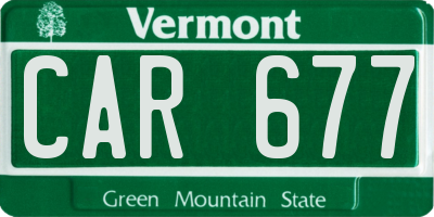 VT license plate CAR677