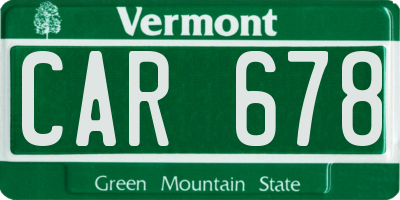 VT license plate CAR678