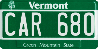VT license plate CAR680