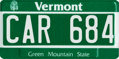 VT license plate CAR684