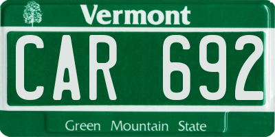 VT license plate CAR692