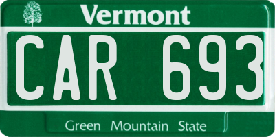 VT license plate CAR693