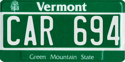 VT license plate CAR694