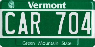 VT license plate CAR704