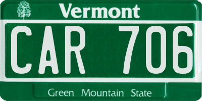 VT license plate CAR706