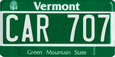 VT license plate CAR707