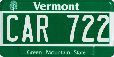 VT license plate CAR722