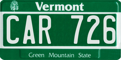 VT license plate CAR726