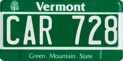 VT license plate CAR728