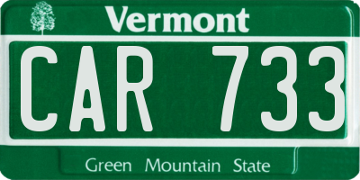 VT license plate CAR733