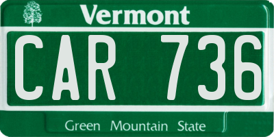 VT license plate CAR736