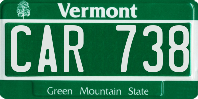 VT license plate CAR738