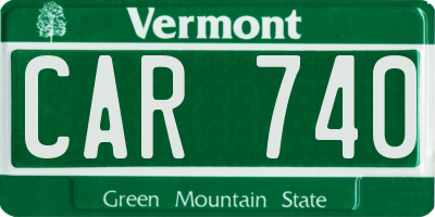 VT license plate CAR740