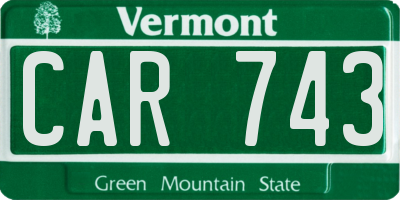 VT license plate CAR743