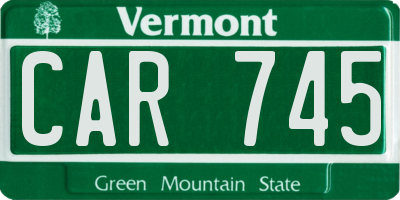 VT license plate CAR745
