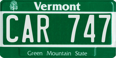 VT license plate CAR747