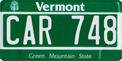 VT license plate CAR748