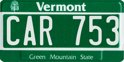 VT license plate CAR753
