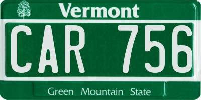 VT license plate CAR756