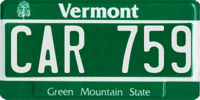 VT license plate CAR759