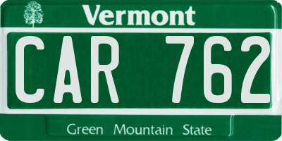 VT license plate CAR762