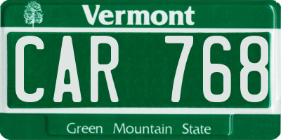 VT license plate CAR768
