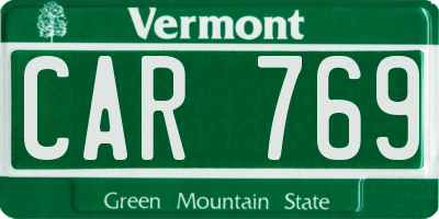 VT license plate CAR769