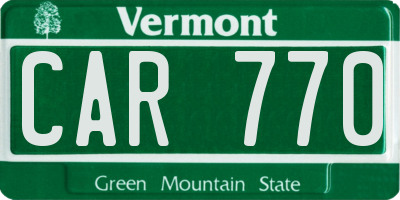 VT license plate CAR770