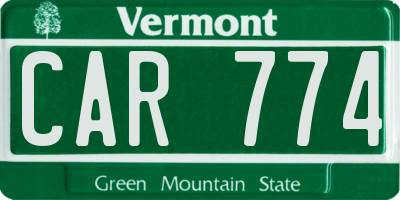 VT license plate CAR774