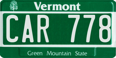 VT license plate CAR778