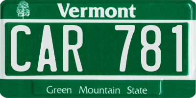 VT license plate CAR781