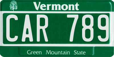 VT license plate CAR789