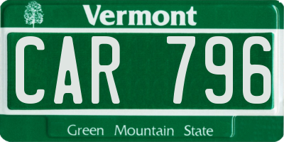 VT license plate CAR796