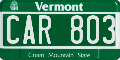 VT license plate CAR803