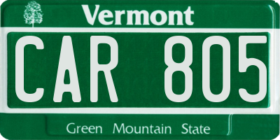 VT license plate CAR805