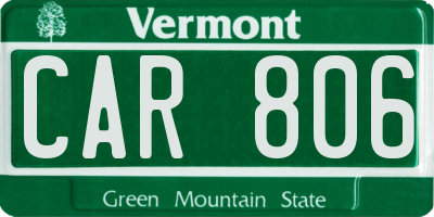 VT license plate CAR806