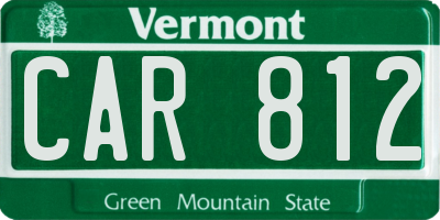 VT license plate CAR812