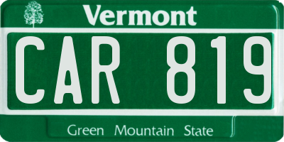 VT license plate CAR819