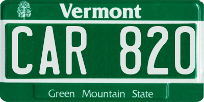 VT license plate CAR820