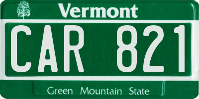 VT license plate CAR821