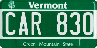 VT license plate CAR830