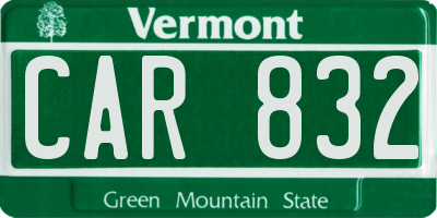 VT license plate CAR832